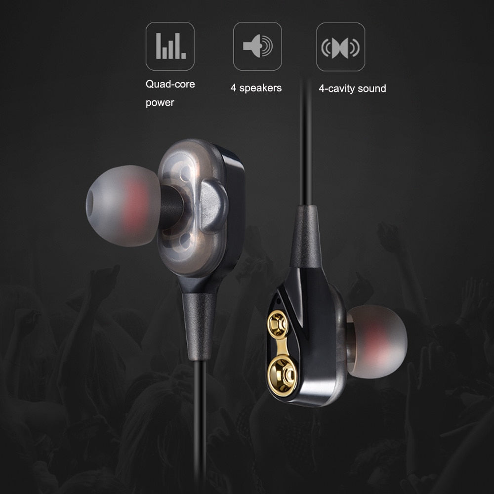Double Dynamics In-Ear Bluetooth Earphones w/ Mic
